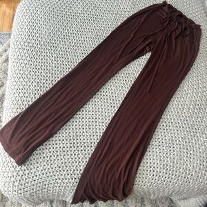 Women’s Chocolate Brown Drawstring Flare Legging Pants Size XS